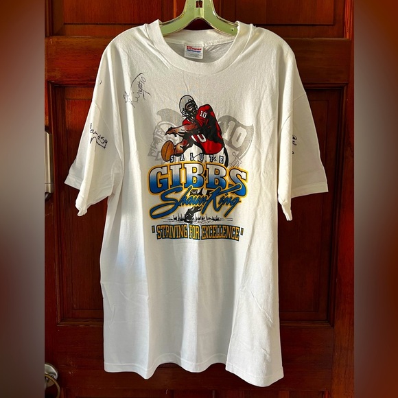 Vintage Shawn King Autographed Football T-Shirt XL Hanes Tulane Buccaneers - Picture 1 of 8